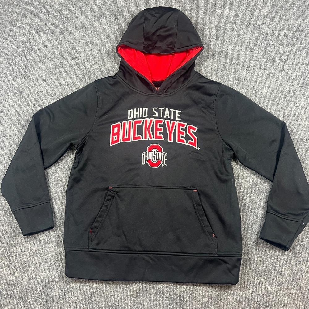 Scarlet & Gray Ohio State Buckeyes Hoodie Kids Medium Black Red Fleece‎ Lined
